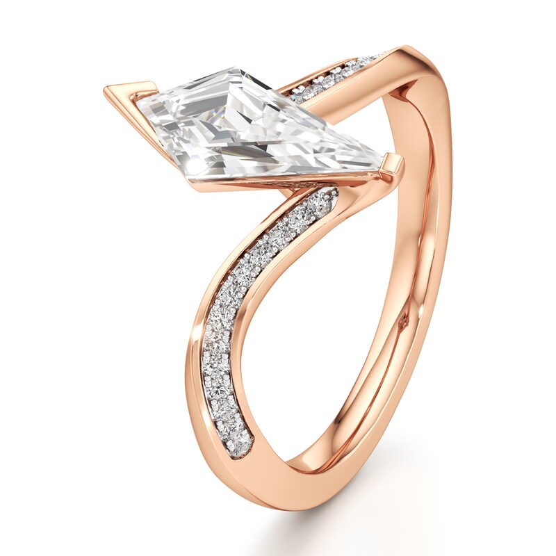 Main Image 4 of J'Lure Kite Step-Cut Lab-Grown Diamond Bypass Engagement Ring 1-1/6 ct tw 18K Rose Gold