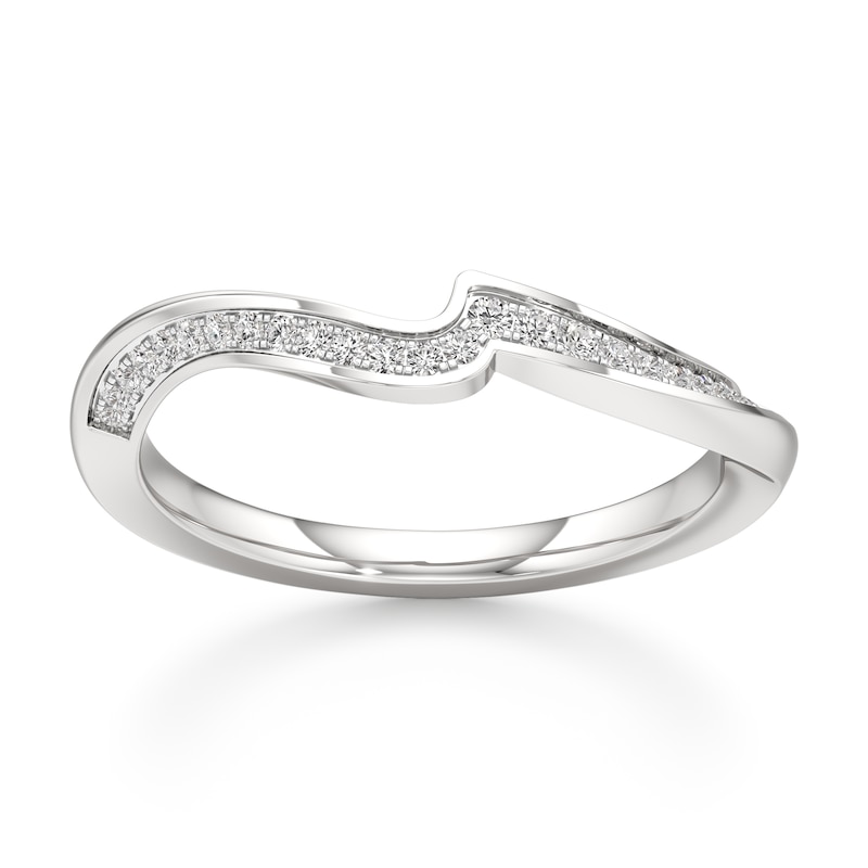 Main Image 1 of J'Lure Lab-Created Diamond Contour Wedding Band 1/8 ct tw 18K White Gold