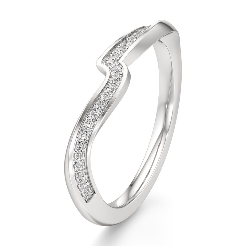 Main Image 4 of J'Lure Lab-Created Diamond Contour Wedding Band 1/8 ct tw 18K White Gold