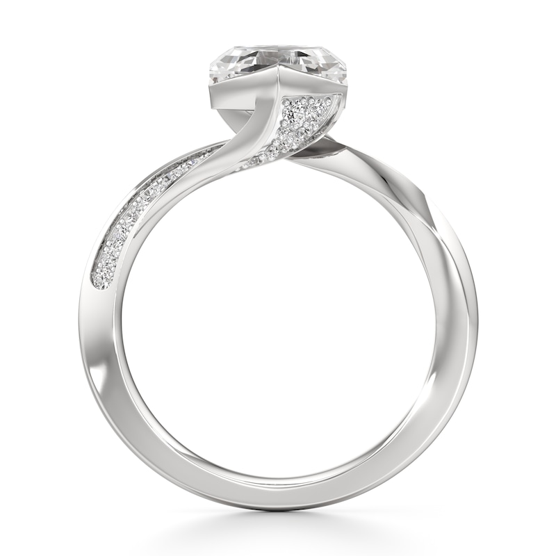 Main Image 2 of J'Lure Hexagon Step-Cut Lab-Grown Diamond Bypass Engagement Ring 2-1/4 ct tw 18K White Gold