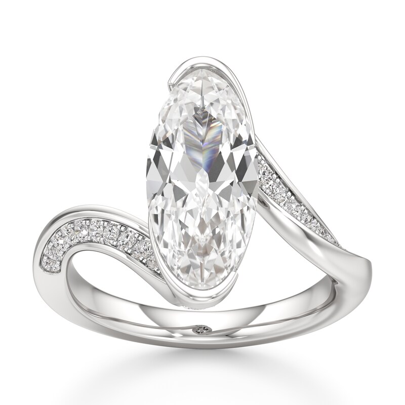 Main Image 1 of J'Lure Moval Old-Cut Lab-Grown Diamond Bypass Engagement Ring 3-1/3 ct tw 18K White Gold