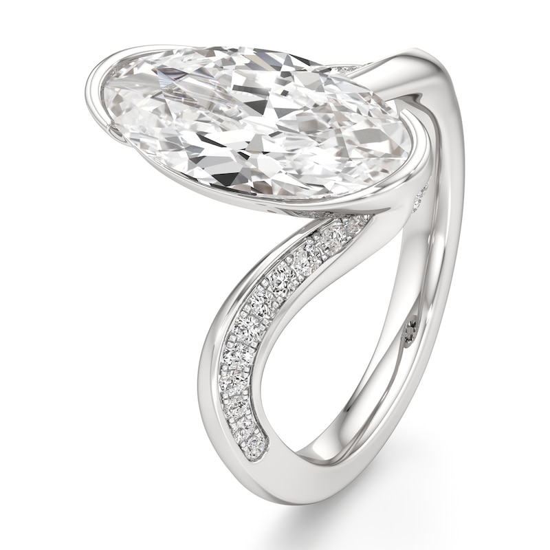 Main Image 4 of J'Lure Moval Old-Cut Lab-Grown Diamond Bypass Engagement Ring 3-1/3 ct tw 18K White Gold