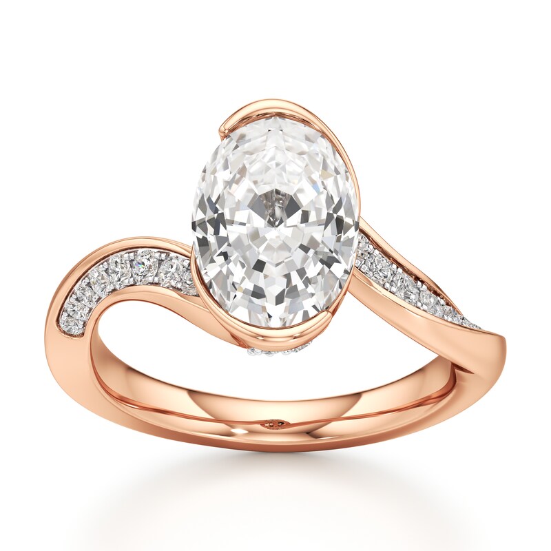 Main Image 1 of J'Lure Oval Step-Cut Lab-Grown Diamond Bypass Engagement Ring 3-1/4 ct tw 18K Rose Gold