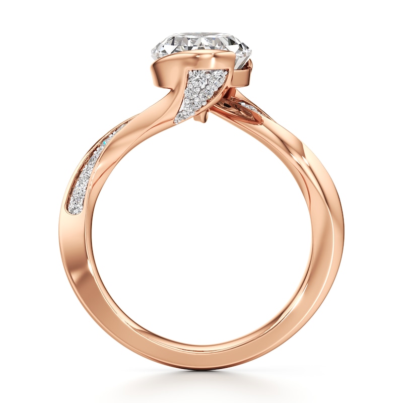 Main Image 2 of J'Lure Oval Step-Cut Lab-Grown Diamond Bypass Engagement Ring 3-1/4 ct tw 18K Rose Gold