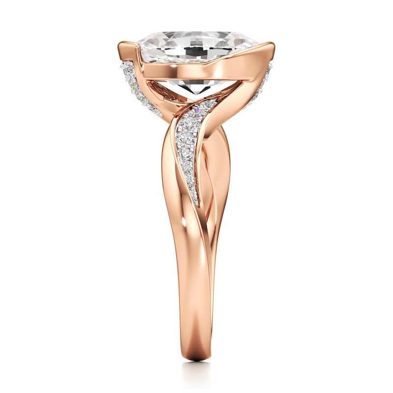 Main Image 3 of J'Lure Oval Step-Cut Lab-Grown Diamond Bypass Engagement Ring 3-1/4 ct tw 18K Rose Gold
