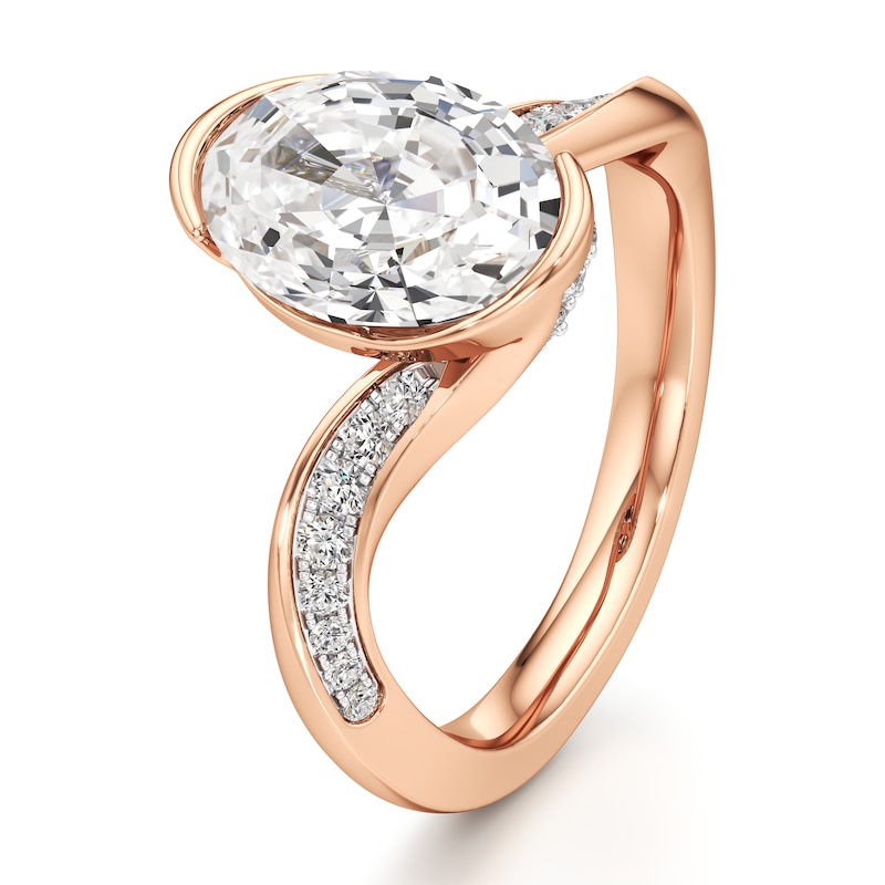 Main Image 4 of J'Lure Oval Step-Cut Lab-Grown Diamond Bypass Engagement Ring 3-1/4 ct tw 18K Rose Gold