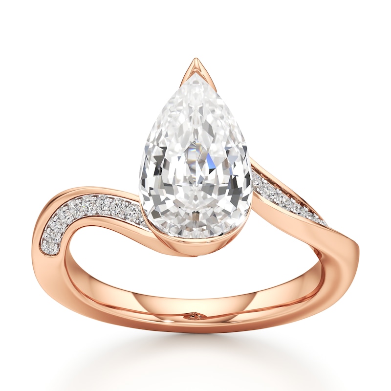 Main Image 1 of J'Lure Pear Step-Cut Lab-Grown Diamond Bypass Engagement Ring 3-1/5 ct tw 18K Rose Gold