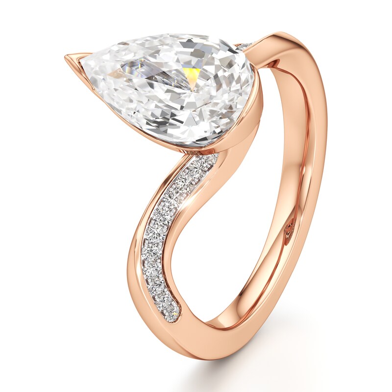 Main Image 4 of J'Lure Pear Step-Cut Lab-Grown Diamond Bypass Engagement Ring 3-1/5 ct tw 18K Rose Gold
