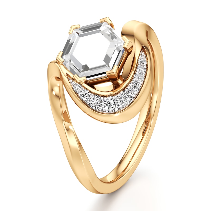 Main Image 4 of J'Lure Hexagon Portrait-Cut Lab-Grown Diamond Engagement Ring 1 ct tw 18K Yellow Gold