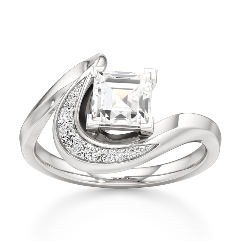 Main Image 1 of J'Lure Carre Step-Cut Lab-Created Diamond Engagement Ring 1 ct tw 18K White Gold