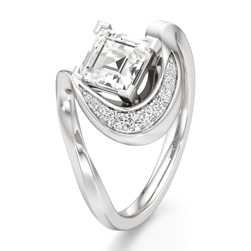 Main Image 4 of J'Lure Carre Step-Cut Lab-Created Diamond Engagement Ring 1 ct tw 18K White Gold