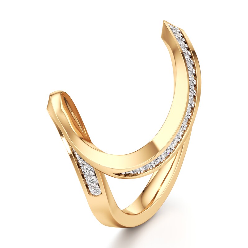 Main Image 4 of J'Lure Lab-Grown Diamond Contour Wedding Band 1/6 ct tw 18K Yellow Gold