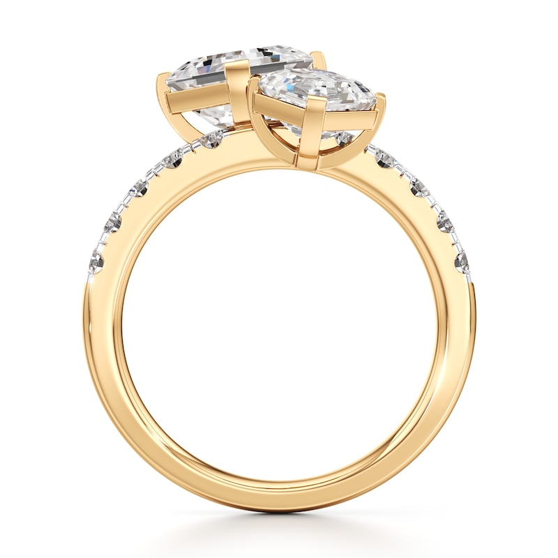 Main Image 2 of J'Lure Square-Emerald Step-Cut Two-Stone Lab-Grown Diamond Engagement Ring 3-3/8 ct tw 18K Yellow Gold