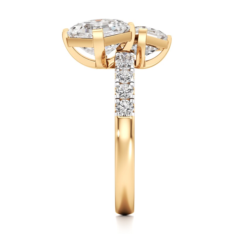 Main Image 3 of J'Lure Square-Emerald Step-Cut Two-Stone Lab-Grown Diamond Engagement Ring 3-3/8 ct tw 18K Yellow Gold