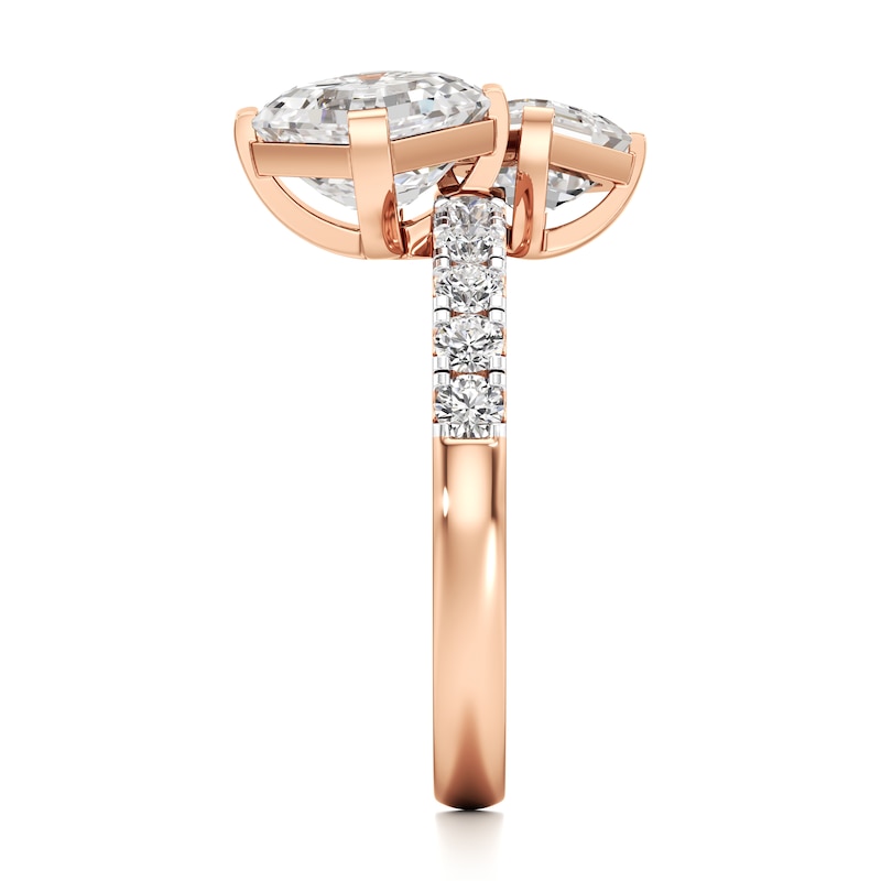 Main Image 3 of J'Lure Square-Emerald Step-Cut Two-Stone Lab-Grown Diamond Engagement Ring 3-3/8 ct tw 18K Rose Gold