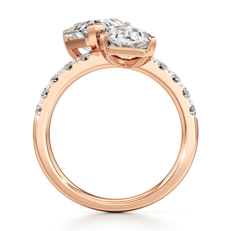 Main Image 2 of J'Lure Shield Step-Cut Two-Stone Lab-Grown Diamond Engagement Ring 3-3/8 ct tw 18K Rose Gold