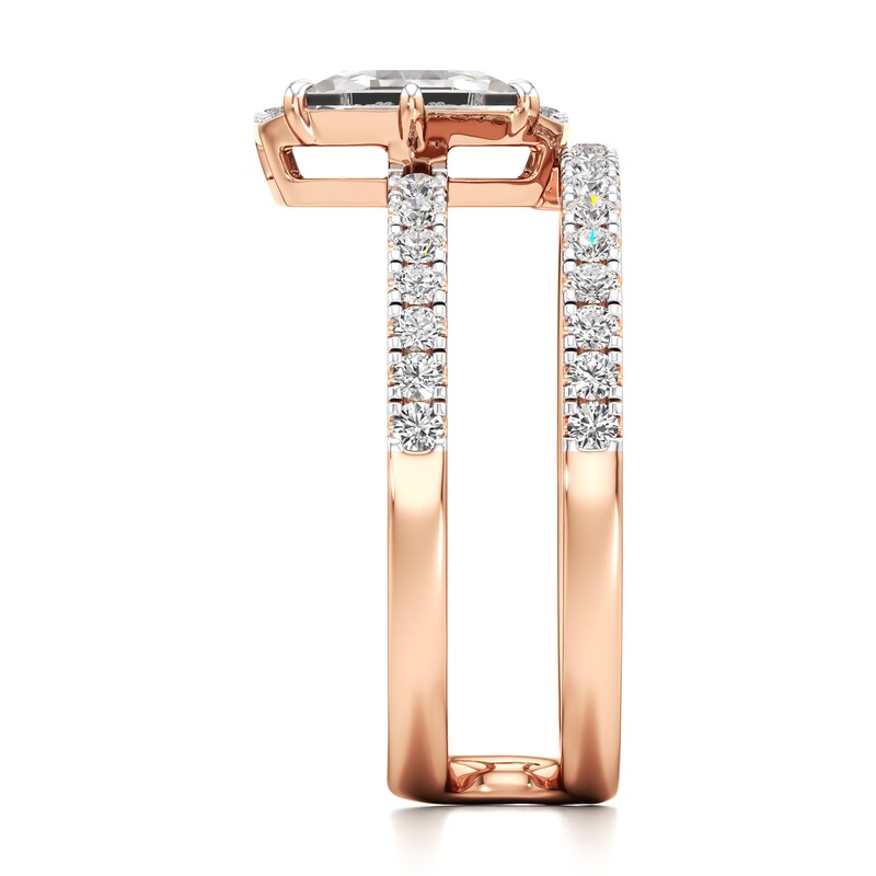 Main Image 3 of J'Lure Hexagon Portrait-Cut Lab-Created Diamond Spiral Engagement Ring 1-3/8 ct tw 18K Rose Gold