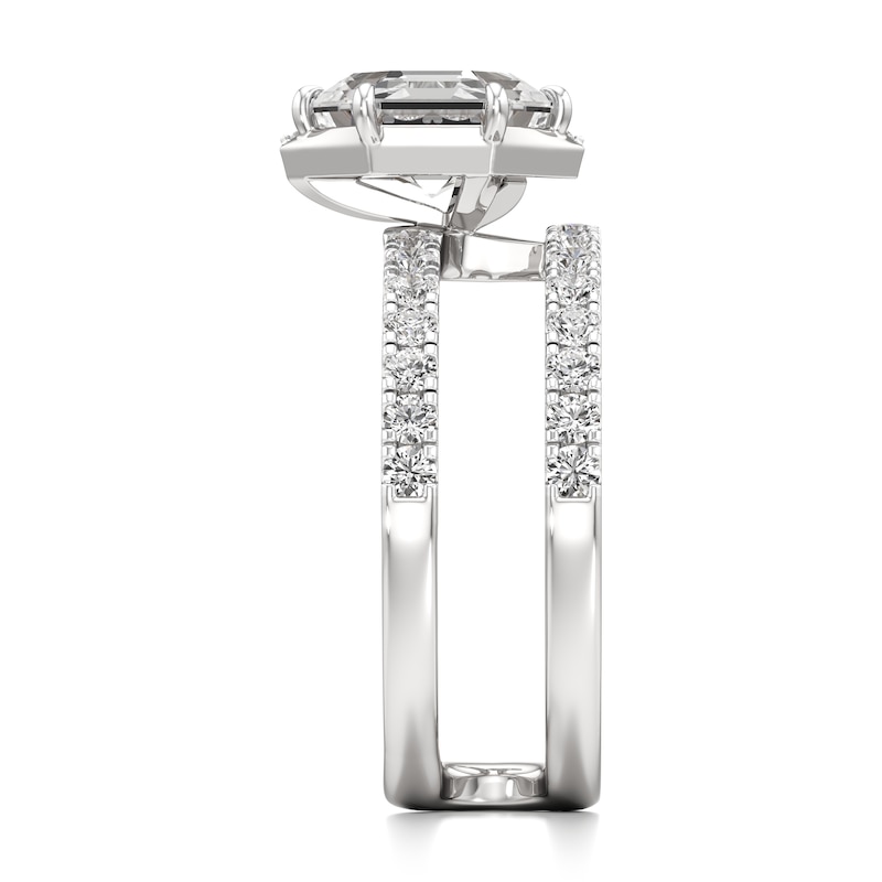 Main Image 3 of J'Lure Hexagon Step-Cut Lab-Grown Diamond Spiral Engagement Ring 2-1/2 ct tw 18K White Gold