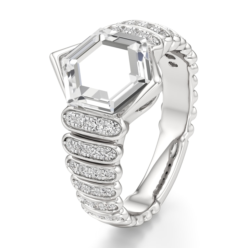 Main Image 4 of J'Lure Hexagon Portrait-Cut Lab-Created Diamond Engagement Ring 2-1/3 ct tw 18K White Gold