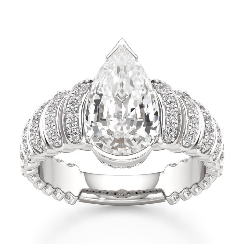 Main Image 1 of J'Lure Pear Step-Cut Lab-Grown Diamond Engagement Ring 3-3/8 ct tw 18K White Gold