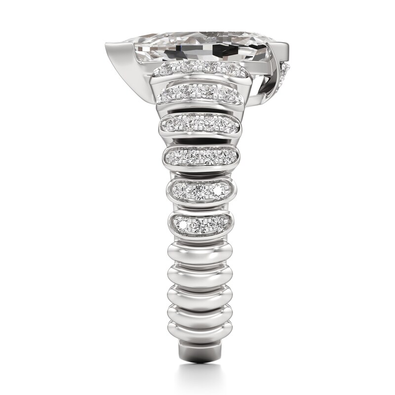 Main Image 3 of J'Lure Pear Step-Cut Lab-Grown Diamond Engagement Ring 3-3/8 ct tw 18K White Gold