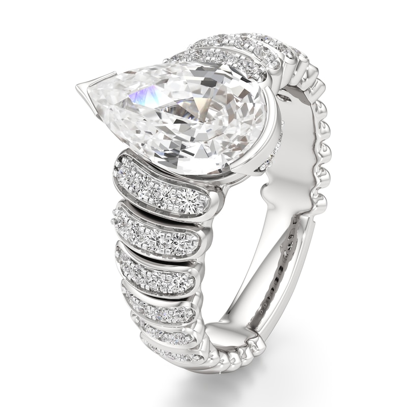 Main Image 4 of J'Lure Pear Step-Cut Lab-Grown Diamond Engagement Ring 3-3/8 ct tw 18K White Gold