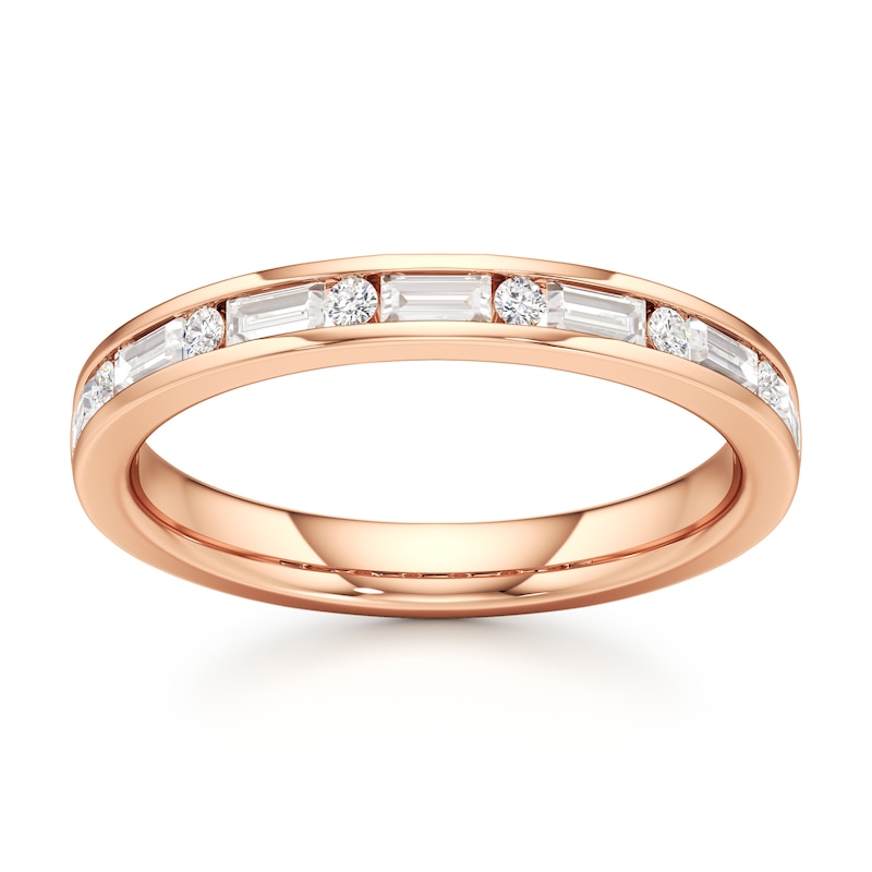 Main Image 1 of J'Lure Baguette & Round-Cut Lab-Created Diamond Wedding Band 3/8 ct tw 18K Rose Gold