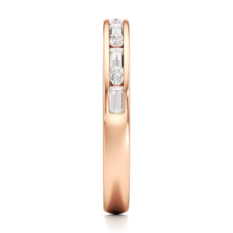 Main Image 3 of J'Lure Baguette & Round-Cut Lab-Created Diamond Wedding Band 3/8 ct tw 18K Rose Gold