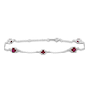 Thumbnail Image 1 of Lab-Created Ruby & Diamond Station Bracelet 1/15 ct tw 10K White Gold 7.25"
