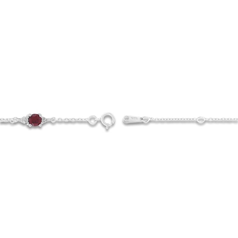 Main Image 2 of Lab-Created Ruby & Diamond Station Bracelet 1/15 ct tw 10K White Gold 7.25"