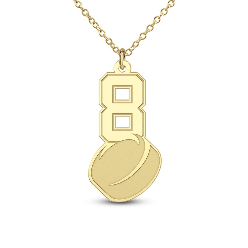 Main Image 4 of Engravable Sports Number Necklace 10K Yellow Gold 18&quot;