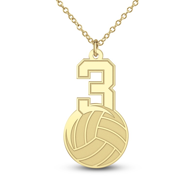 Main Image 7 of Engravable Sports Number Necklace 10K Yellow Gold 18&quot;