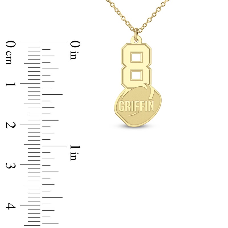 Main Image 9 of Engravable Sports Number Necklace 10K Yellow Gold 18&quot;