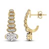 Thumbnail Image 1 of J'Lure Oval Step-Cut Lab-Grown Diamond J-Hoop Earrings 2-1/5 ct tw 14K Yellow Gold