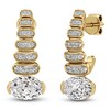 Thumbnail Image 2 of J'Lure Oval Step-Cut Lab-Grown Diamond J-Hoop Earrings 2-1/5 ct tw 14K Yellow Gold