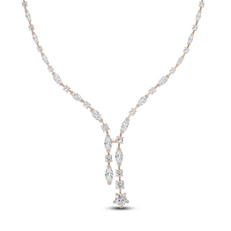 J'Lure Pentagon Brilliant-Cut, Moval Old-Cut & Square Emerald Step-Cut Lab-Grown Diamond Y-Drop Necklace 13-1/3 ct tw 14K Rose Gold 19.5"