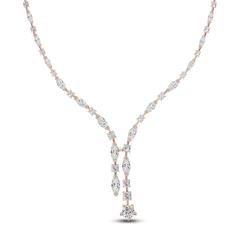 Main Image 1 of J'Lure Pentagon Brilliant-Cut, Moval Old-Cut & Square Emerald Step-Cut Lab-Grown Diamond Y-Drop Necklace 13-1/3 ct tw 14K Rose Gold 19.5"