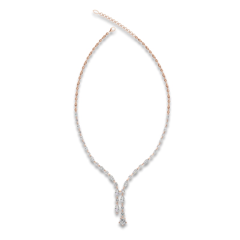 Main Image 2 of J'Lure Pentagon Brilliant-Cut, Moval Old-Cut & Square Emerald Step-Cut Lab-Grown Diamond Y-Drop Necklace 13-1/3 ct tw 14K Rose Gold 19.5"