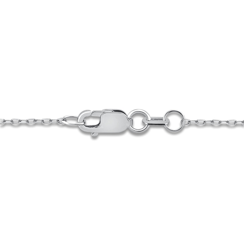 Main Image 4 of Natural Blue Sapphire & Diamond Halo Necklace 1/5 ct tw 10K White Gold 18"