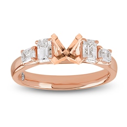 Storied Diamond Desert Sands of Eternity Emerald-Cut Engagement Ring Setting 1 ct tw 18K Rose Gold