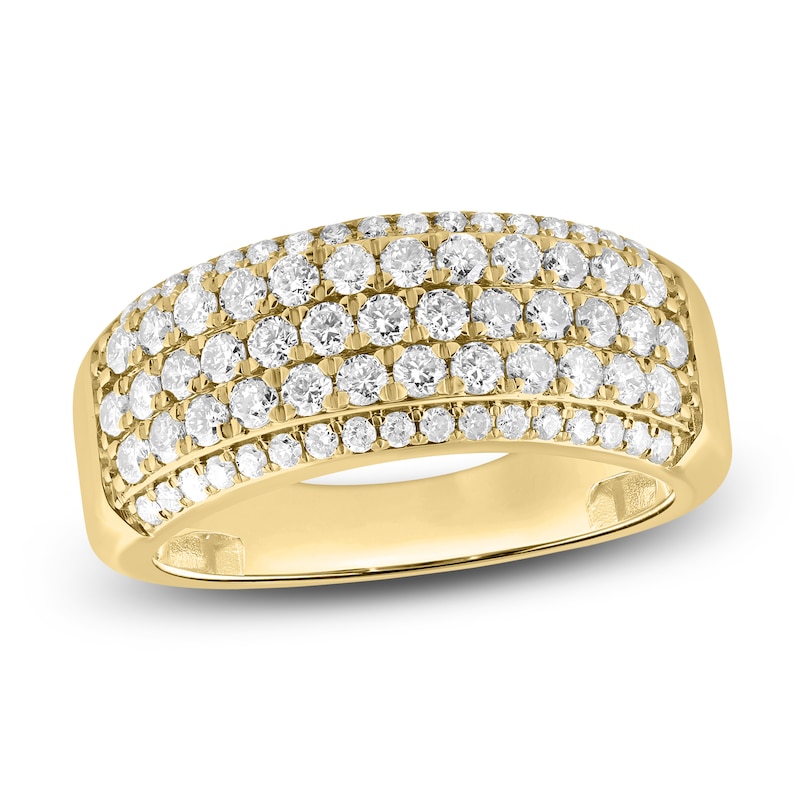 Main Image 1 of Men's Lab-Grown Diamond Five-Row Wedding Band 1-1/2 ct tw 10K Yellow Gold