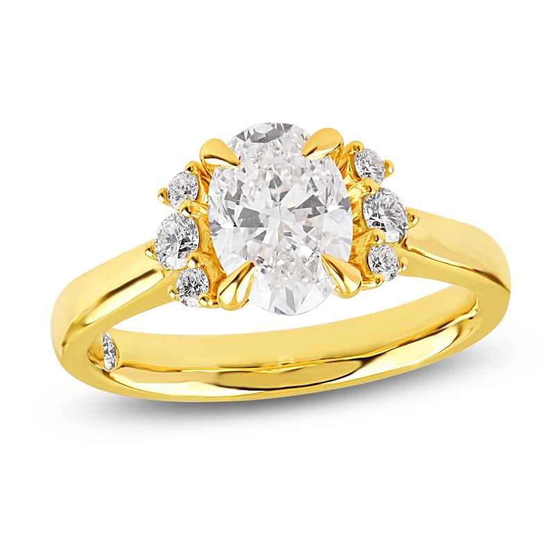 Main Image 1 of Storied Diamond Desert Sands of Eternity Oval-Cut Diamond Engagement Ring 1-3/4 ct tw 18K Yellow Gold
