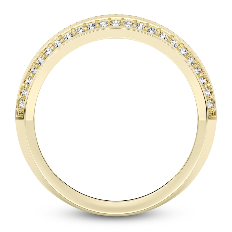Main Image 3 of Men's Diamond Ribbed Center Ring 3/8 ct tw 10K Yellow Gold