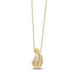 Italia D'Oro Diamond-Cut Teardrop Necklace 14K Yellow Gold 18"