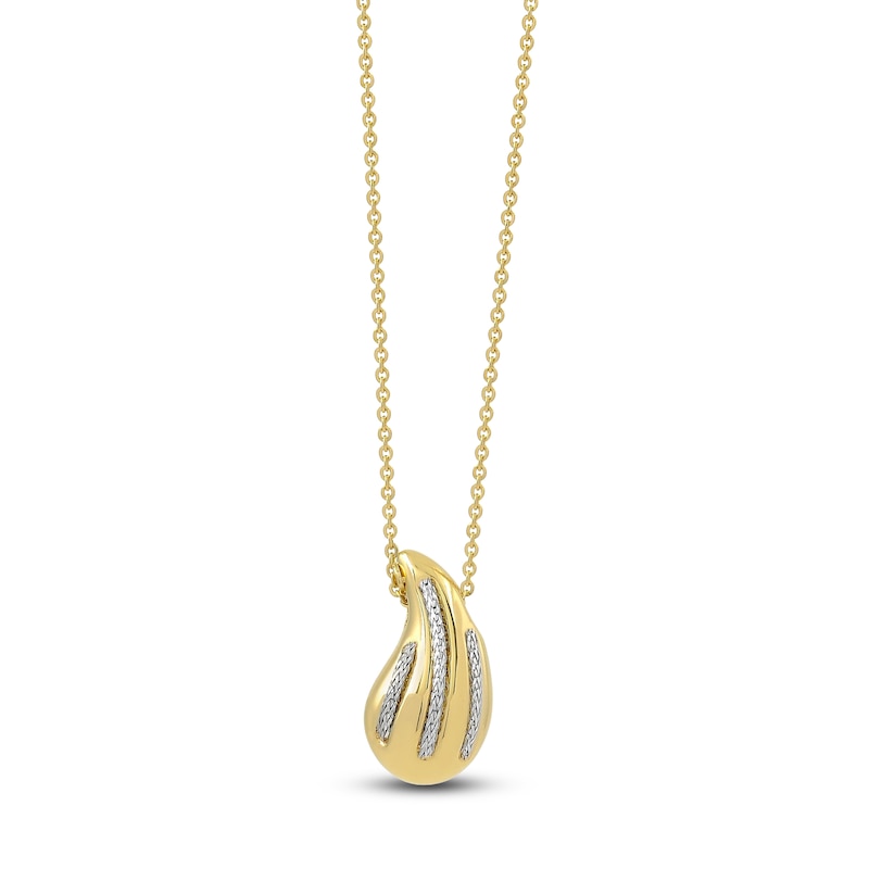 Main Image 1 of Italia D'Oro Diamond-Cut Teardrop Necklace 14K Yellow Gold 18"
