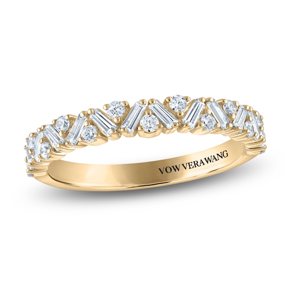Vera Wang VOW Baguette & Round-Cut Diamond Wedding Band 1/2 ct tw 14K Yellow Gold