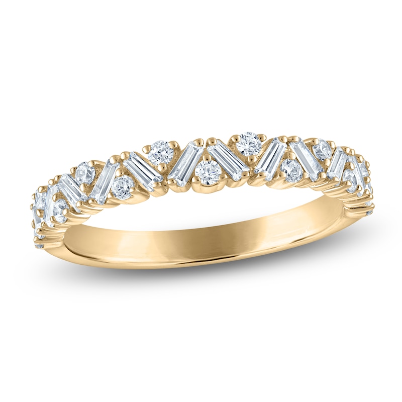 Main Image 1 of Vera Wang VOW Baguette & Round-Cut Diamond Wedding Band 1/2 ct tw 14K Yellow Gold