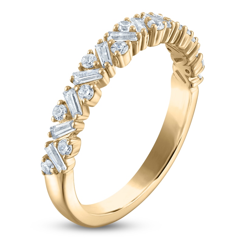 Main Image 2 of Vera Wang VOW Baguette & Round-Cut Diamond Wedding Band 1/2 ct tw 14K Yellow Gold
