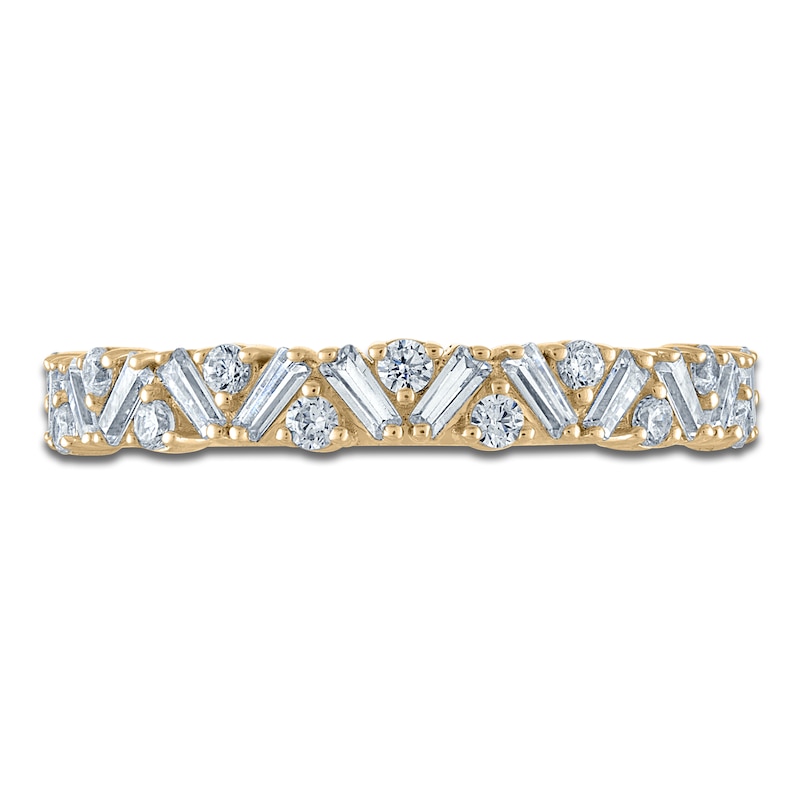 Main Image 3 of Vera Wang VOW Baguette & Round-Cut Diamond Wedding Band 1/2 ct tw 14K Yellow Gold