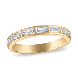 Vera Wang VOW Baguette & Round-Cut Diamond Wedding Band 3/8 ct tw 14K Yellow Gold